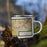 Right View Custom Rosenberg Texas Map Enamel Mug in Woodblock on Grass With Trees in Background