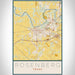 Rosenberg Texas Map Print Portrait Orientation in Woodblock Style With Shaded Background