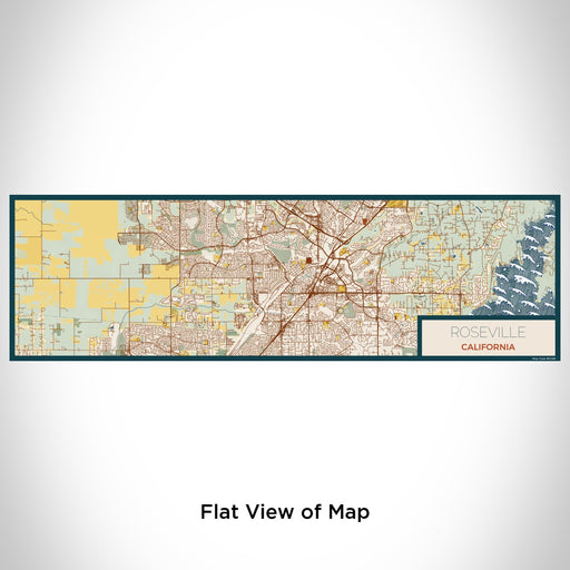 Flat View of Map Custom Roseville California Map Enamel Mug in Woodblock