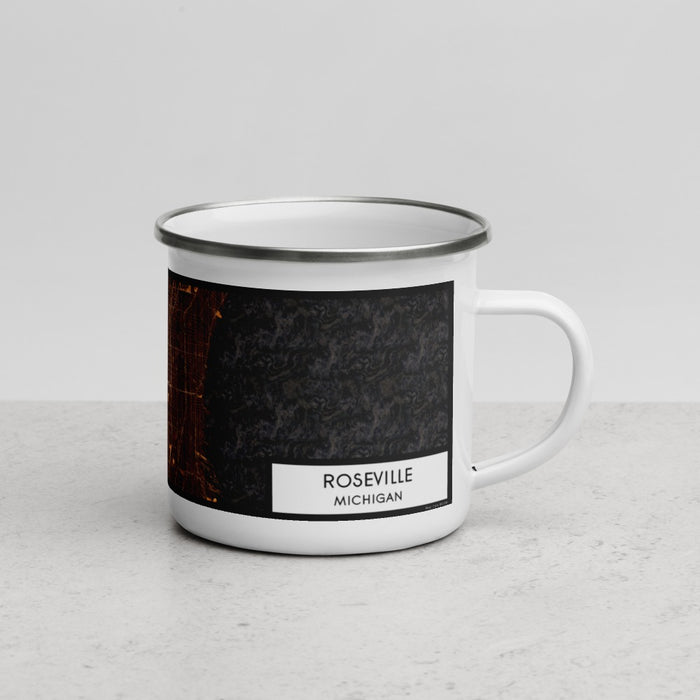 Right View Custom Roseville Michigan Map Enamel Mug in Ember