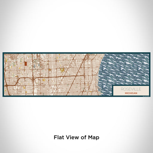 Flat View of Map Custom Roseville Michigan Map Enamel Mug in Woodblock