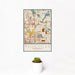 12x18 Roseville Minnesota Map Print Portrait Orientation in Woodblock Style With Small Cactus Plant in White Planter