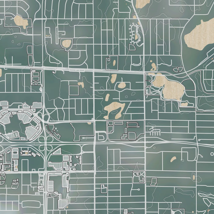 Roseville Minnesota Map Print in Afternoon Style Zoomed In Close Up Showing Details