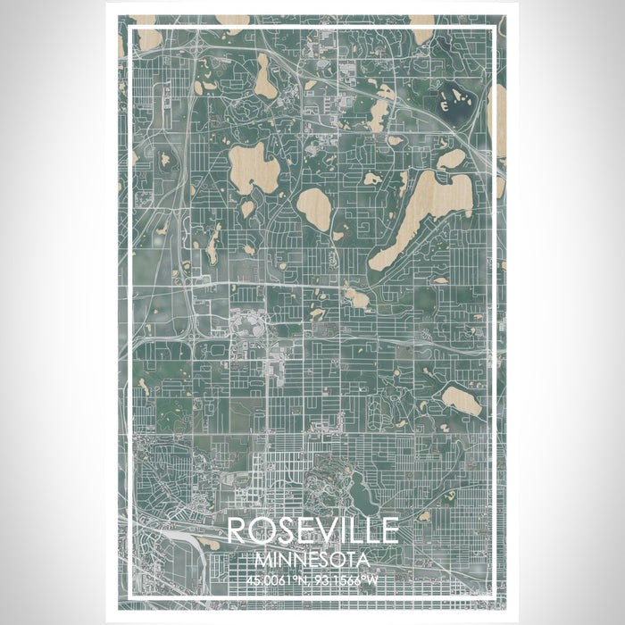 Roseville Minnesota Map Print Portrait Orientation in Afternoon Style With Shaded Background