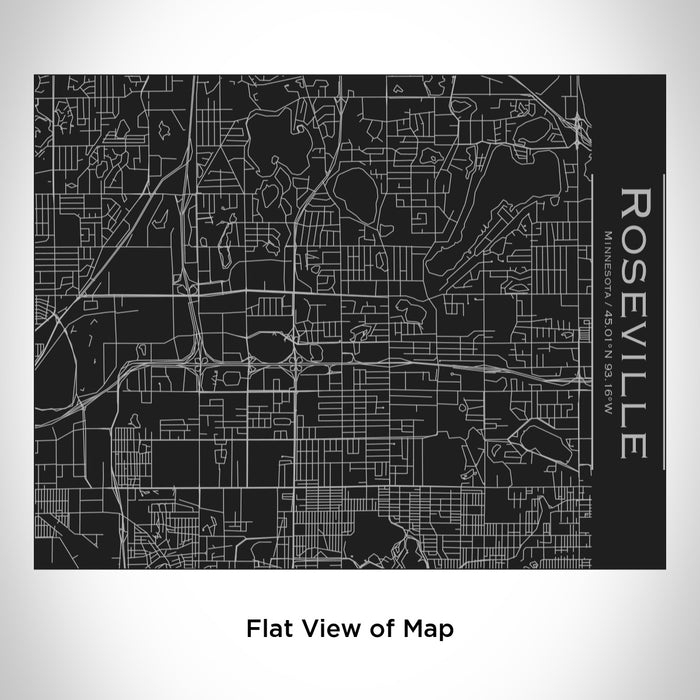 Rendered View of Roseville Minnesota Map Engraving on 20oz Stainless Steel Insulated Bottle with Bamboo Top in Black