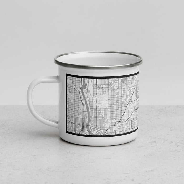 Left View Custom Roseville Minnesota Map Enamel Mug in Classic