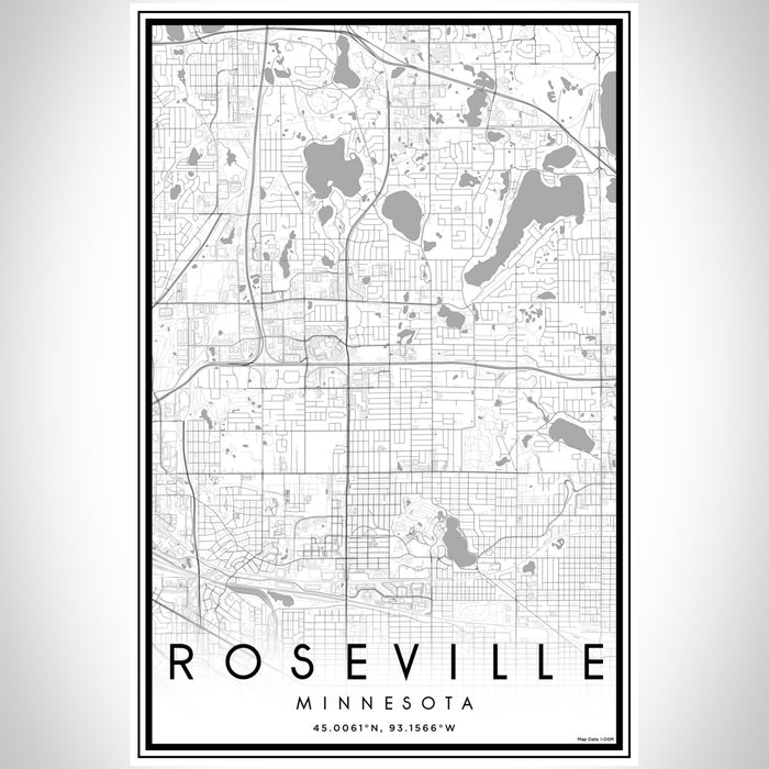 Roseville Minnesota Map Print Portrait Orientation in Classic Style With Shaded Background