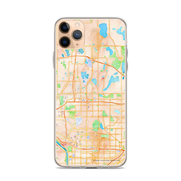 Custom iPhone 11 Pro Max Roseville Minnesota Map Phone Case in Watercolor