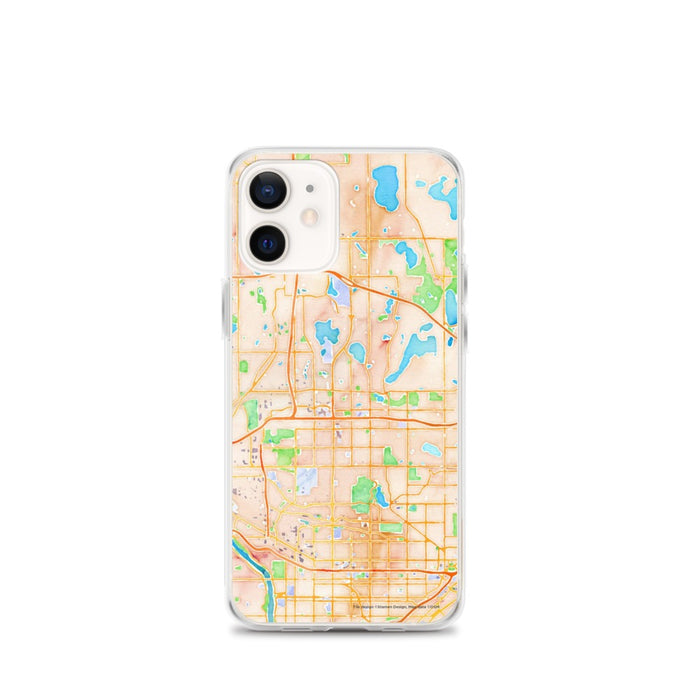 Custom iPhone 12 mini Roseville Minnesota Map Phone Case in Watercolor