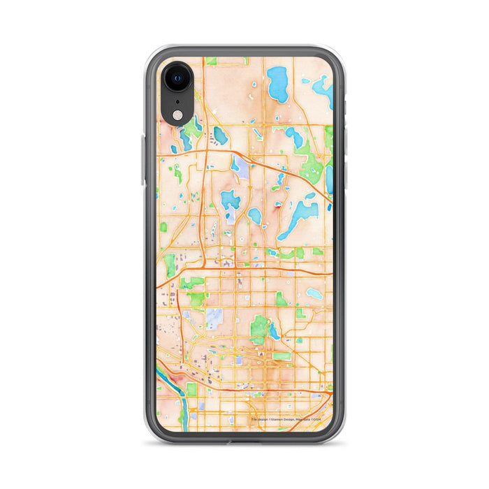 Custom iPhone XR Roseville Minnesota Map Phone Case in Watercolor