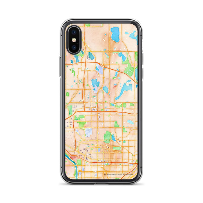 Custom iPhone X/XS Roseville Minnesota Map Phone Case in Watercolor