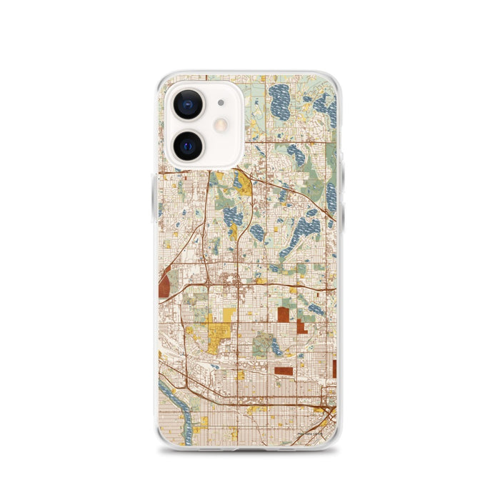 Custom iPhone 12 Roseville Minnesota Map Phone Case in Woodblock