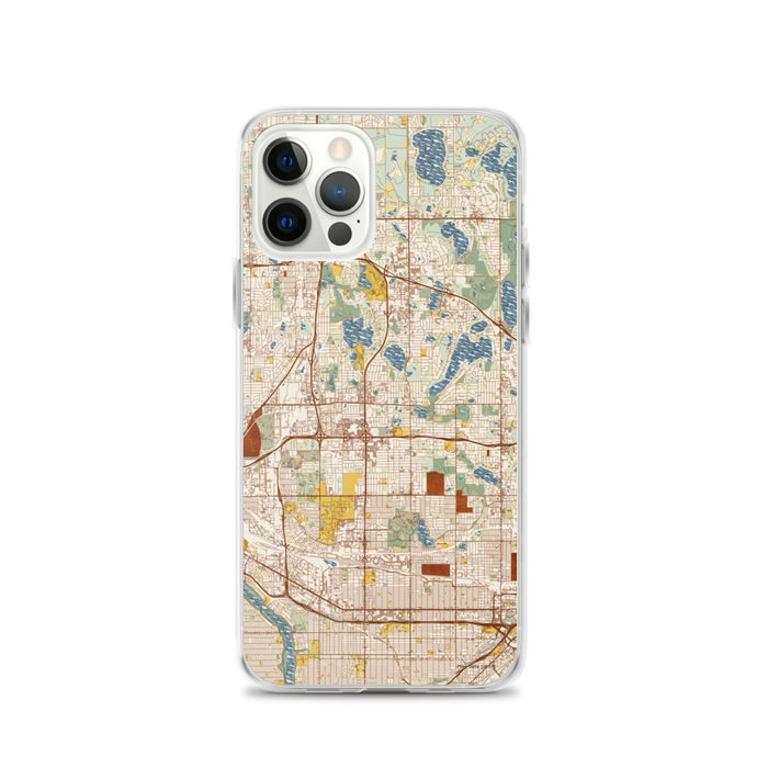 Custom iPhone 12 Pro Roseville Minnesota Map Phone Case in Woodblock