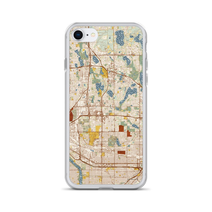 Custom iPhone SE Roseville Minnesota Map Phone Case in Woodblock