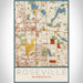 Roseville Minnesota Map Print Portrait Orientation in Woodblock Style With Shaded Background