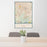 24x36 Rotonda West Florida Map Print Portrait Orientation in Woodblock Style Behind 2 Chairs Table and Potted Plant