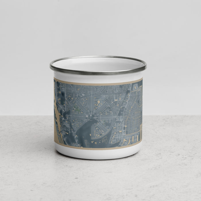 Front View Custom Rotonda West Florida Map Enamel Mug in Afternoon