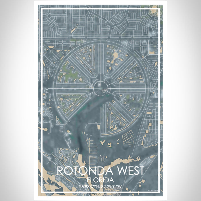 Rotonda West Florida Map Print Portrait Orientation in Afternoon Style With Shaded Background