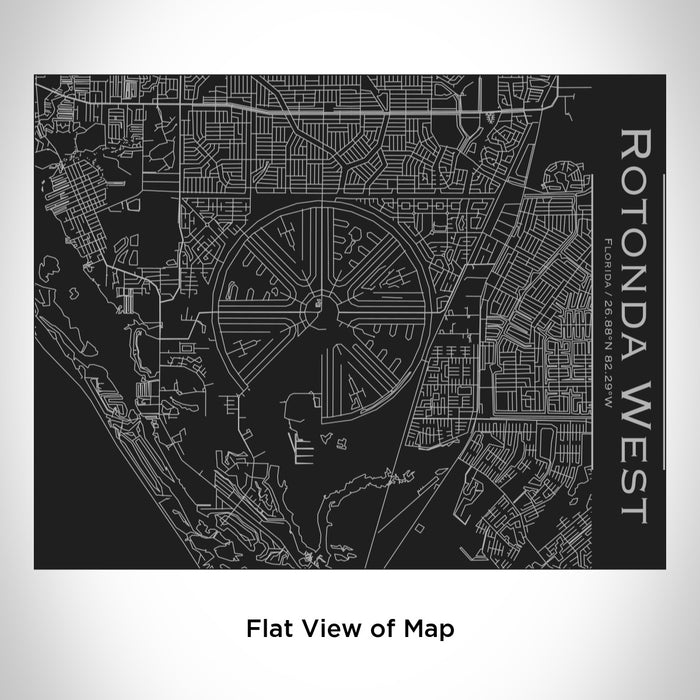 Rendered View of Rotonda West Florida Map Engraving on 20oz Stainless Steel Insulated Bottle with Bamboo Top in Black
