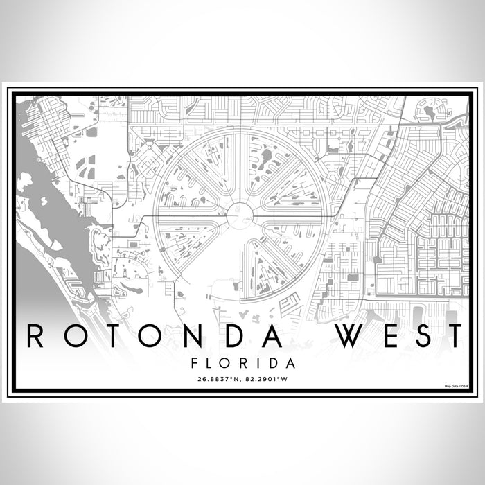 Rotonda West Florida Map Print Landscape Orientation in Classic Style With Shaded Background