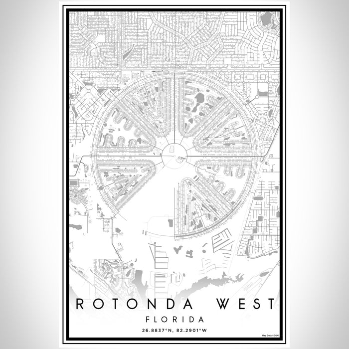 Rotonda West Florida Map Print Portrait Orientation in Classic Style With Shaded Background