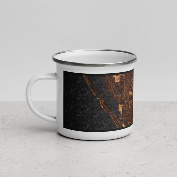 Left View Custom Rotonda West Florida Map Enamel Mug in Ember