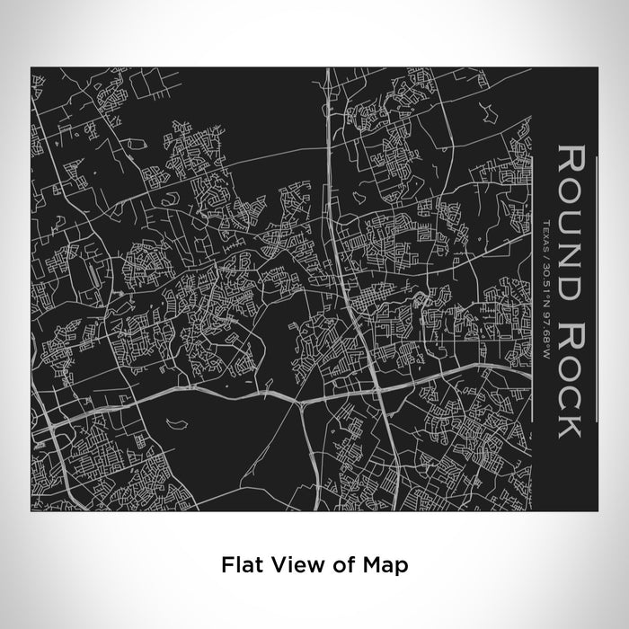 Rendered View of Round Rock Texas Map Engraving on 20oz Stainless Steel Insulated Bottle with Bamboo Top in Black