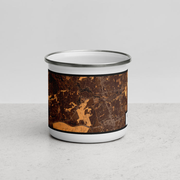 Front View Custom Round Rock Texas Map Enamel Mug in Ember