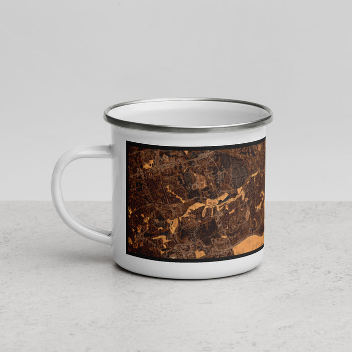 Left View Custom Round Rock Texas Map Enamel Mug in Ember