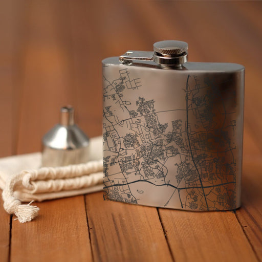 Round Rock Texas Custom Engraved City Map Inscription Coordinates on 6oz Stainless Steel Flask