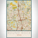 Round Rock Texas Map Print Portrait Orientation in Woodblock Style With Shaded Background