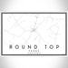 Round Top Texas Map Print Landscape Orientation in Classic Style With Shaded Background