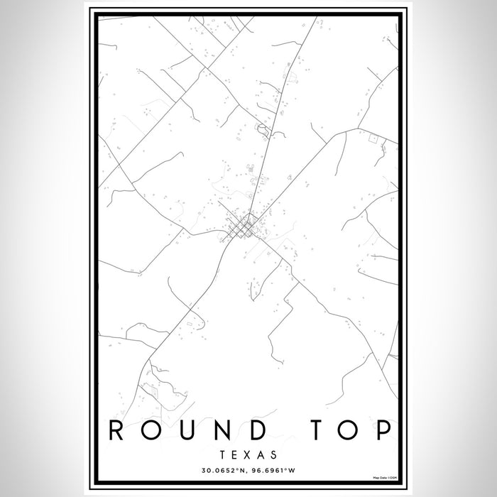 Round Top Texas Map Print Portrait Orientation in Classic Style With Shaded Background