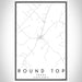 Round Top Texas Map Print Portrait Orientation in Classic Style With Shaded Background