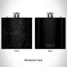 Rendered View of Round Top Texas Map Engraving on 6oz Stainless Steel Flask in Black
