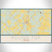 Round Top Texas Map Print Landscape Orientation in Woodblock Style With Shaded Background