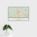 16x24 Roundup Montana Map Print Landscape Orientation in Woodblock Style With Tropical Plant Leaves in Water
