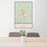 24x36 Roundup Montana Map Print Portrait Orientation in Woodblock Style Behind 2 Chairs Table and Potted Plant
