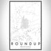Roundup Montana Map Print Portrait Orientation in Classic Style With Shaded Background
