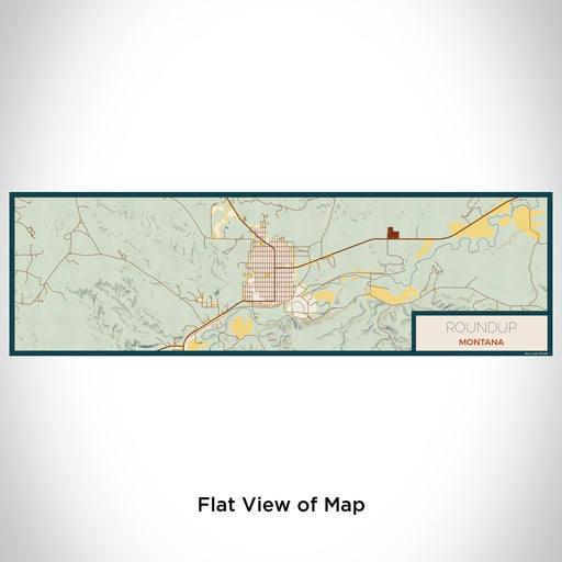 Flat View of Map Custom Roundup Montana Map Enamel Mug in Woodblock