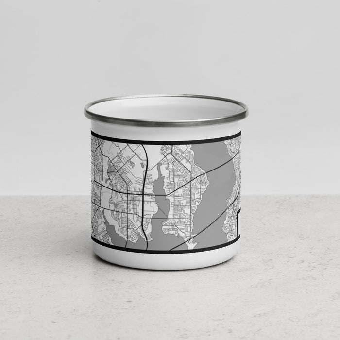 Front View Custom Rowlett Texas Map Enamel Mug in Classic