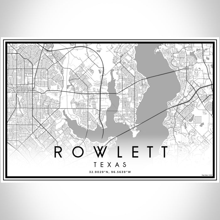 Rowlett Texas Map Print Landscape Orientation in Classic Style With Shaded Background