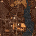 Rowlett Texas Map Print in Ember Style Zoomed In Close Up Showing Details