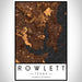 Rowlett Texas Map Print Portrait Orientation in Ember Style With Shaded Background