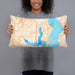 Person holding 20x12 Custom Rowlett Texas Map Throw Pillow in Watercolor