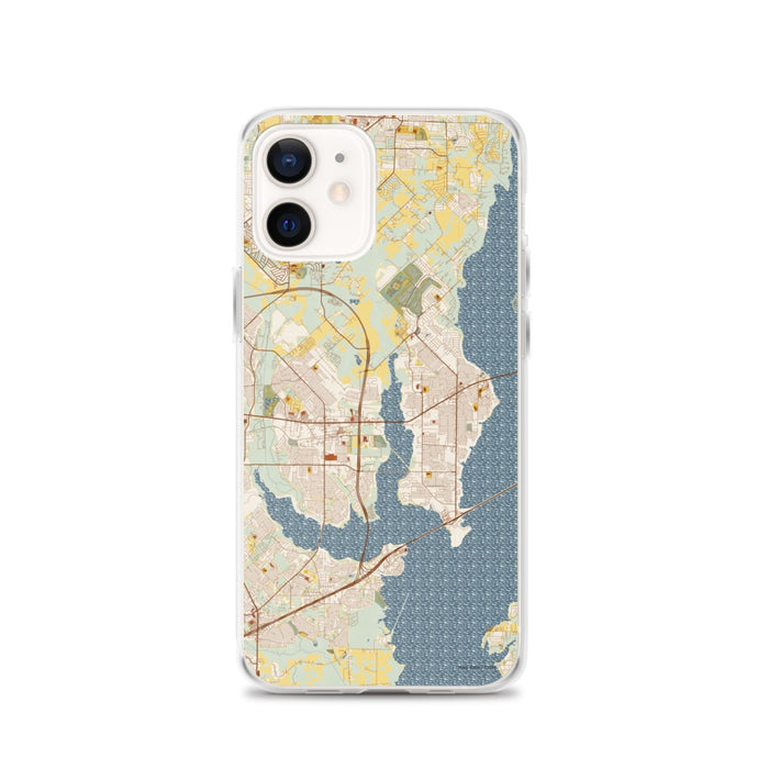 Custom iPhone 12 Rowlett Texas Map Phone Case in Woodblock