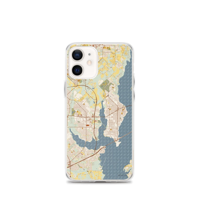 Custom iPhone 12 mini Rowlett Texas Map Phone Case in Woodblock