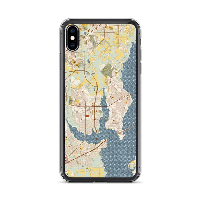 Custom iPhone XS Max Rowlett Texas Map Phone Case in Woodblock