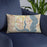 Custom Rowlett Texas Map Throw Pillow in Woodblock on Blue Colored Chair