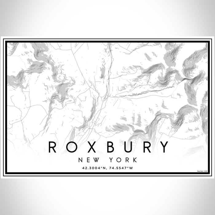 Roxbury New York Map Print Landscape Orientation in Classic Style With Shaded Background